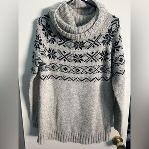 Dreamers Cream and Black Patterned Cowl Sweater